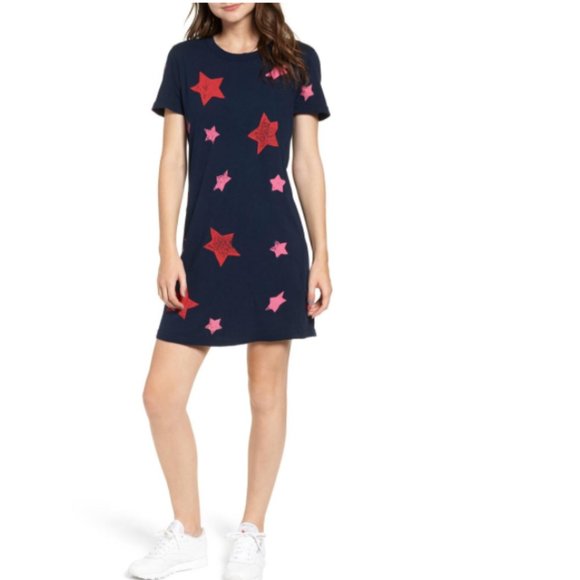 Current/Elliott Dresses & Skirts - CURRENT/ELLIOT Blue Red Pink Star T-shirt Dress